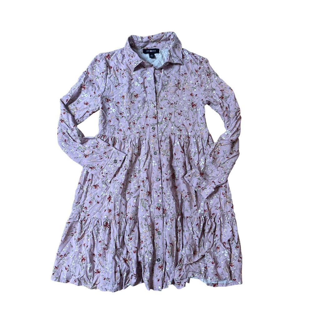 Amy Byer Shirt Dress Kids Mauve NWT Floral Boho Tiered SIZE 12
